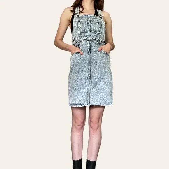 80s/90s vintage acid wash denim overall dress XS - Picture 5 of 6